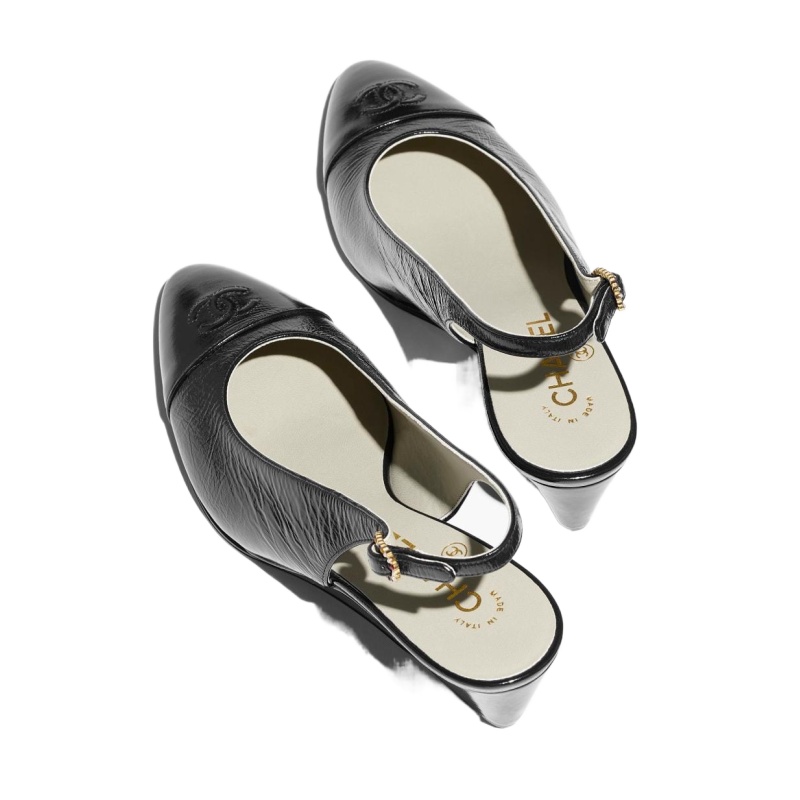 Slingbacks   Shiny Lambskin  Black - Image 3